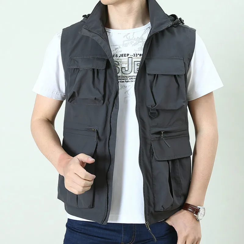 

GLEEGLING Fishing Vests Quick Dry M-4XL Breathable Multi Pocket Mesh Jackets Photography Hiking Vest Army Green Fish Vest