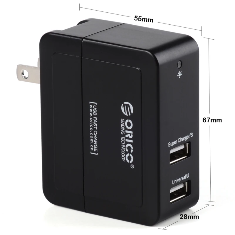 Orico US Plug Dual USB 5V 2A Wall Charger Adapter Travel Power 2 Port for iPhone 5s iPad Galaxy S3 S4 Note 3 | Мобильные телефоны и