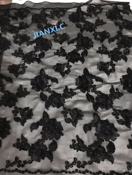 

David-11102 black Nigerian french tulle lace fabric Super quality embroidered tulle lace fabric