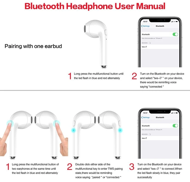 Высокое качество i7s tws Bluetooth наушники туры Беспроводная гарнитура беспроводная bluetooth-гарнитура костной проводимости, NFC наушники с микрофоном для iphone xiaomi air dots