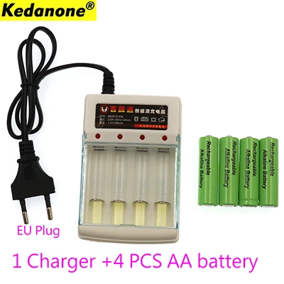 Kedanone AA батарея 4-8 шт 3000 1,5 V Quanlity аккумуляторная батарея AA 3000mAh BTY Ni-MH 1,5 V аккумуляторная батарея+ зарядное устройство - Цвет: 1 charger 4 PCS AA