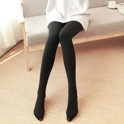 2023 Autumn And Winter Wear Velvet Thick Nylon Seamless High Waist Flesh-colored  Skin Balck Color Leggings 1pcs