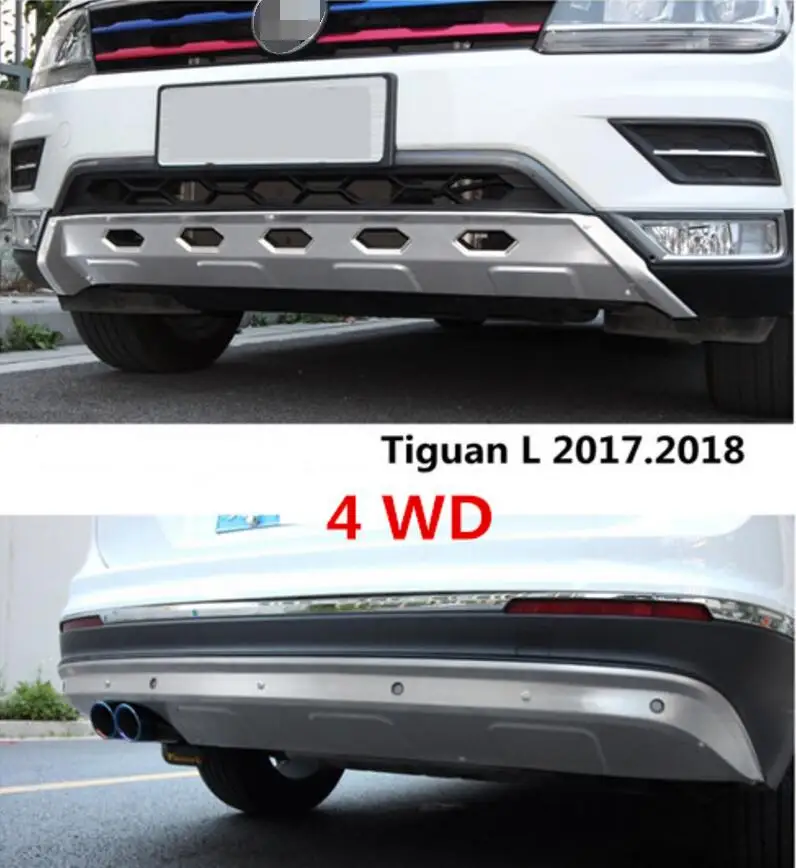 Накладка на бампер автомобиля для Volkswagen/VW Tiguan L, Защита бампера из высококачественной нержавеющей стали, передняя+ задняя, автомобильные аксессуары - Цвет: 4 WD