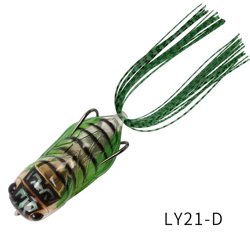 TSURINOYA лягушка LY21 Cicada Froggy 15,5 г 65 мм искусственная мягкая Поппер приманка для рыбной ловли Topwater лягушки приманки Snakehead - Цвет: LY21-D