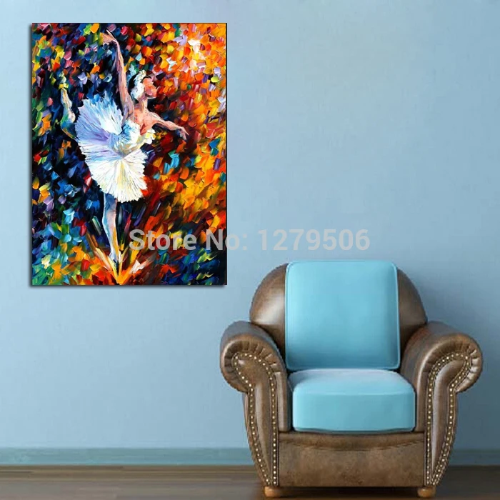 Wall Art For Large Fashion handpainted Painting Canvas Picture Abstract Figures Hand Painted Colorful dancing Girl Oil | Дом и сад