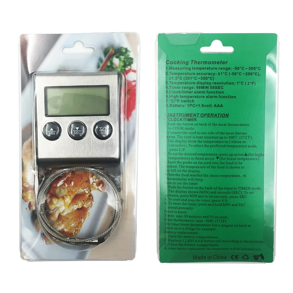 MOSEKO YS-05 цифровой термометр для приготовления пищи, мяса, кухни, для курильщика, гриль, печь, барбекю, часы, таймер с зондом из нержавеющей стали
