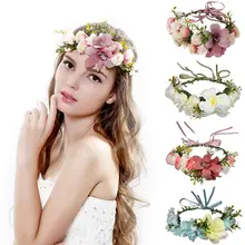 Бохо невесты ротанга венок Цветочная свадебная корона гирлянда девушка аксессуары для волос, венки Мода Цветочный ободок