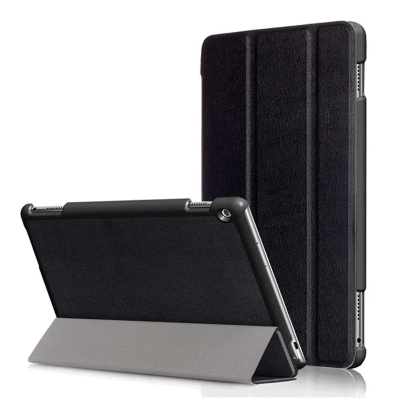 Чехол-подставка из искусственной кожи с рисунком для huawei MediaPad M3 Lite 10 BAH-W09 BAH-AL00 10,1 дюймов, защитный чехол для планшета+ пленка для экрана+ ручка - Цвет: Black
