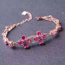 Натуральный браслет с топазами, серебро 925 пробы, рубиновые серьги, браслет с цветами, бриллианты, счастливые ювелирные изделия для женщин, свадебные