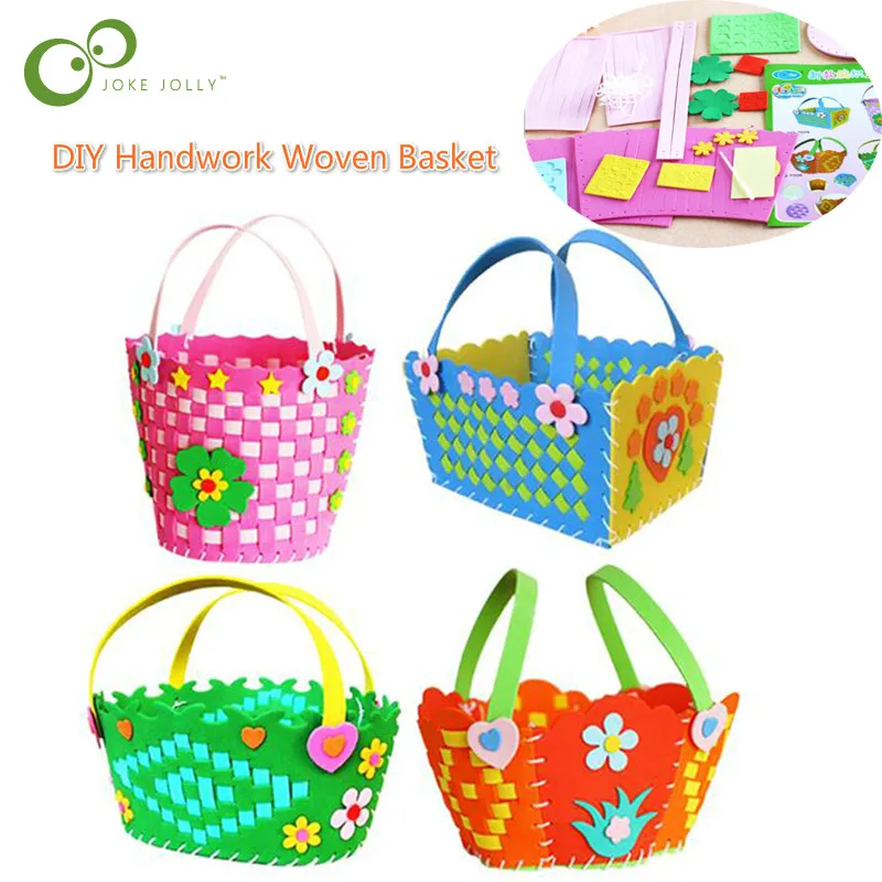 

1Pcs DIY Handmade Knitted Woven Basket Eva Foam Craft Kits Multicolor Kindergarten Kids Educational Toys Children Gift ZXH
