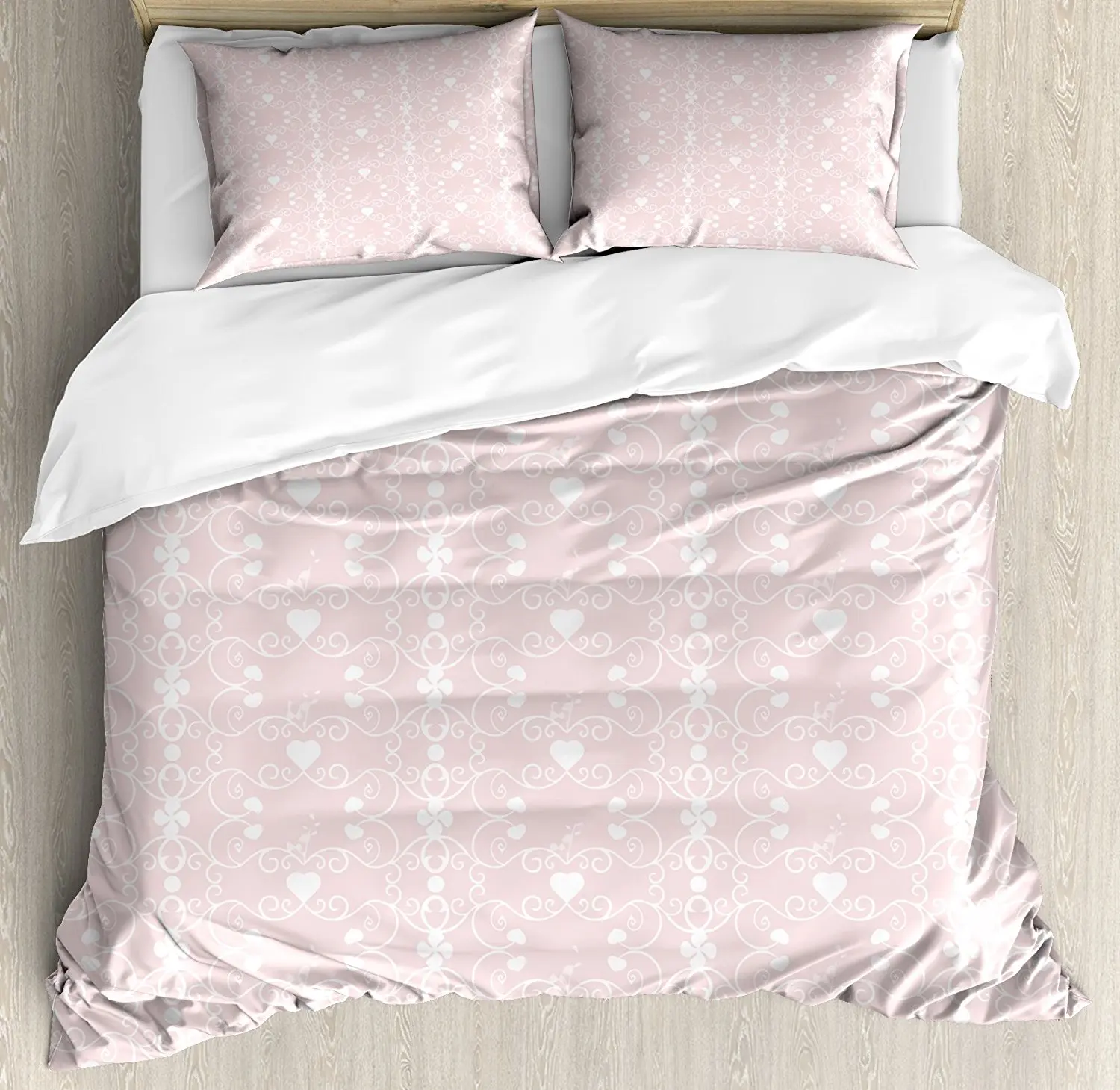 Pink And White Duvet Cover Set Victorian Style Girly Feminine