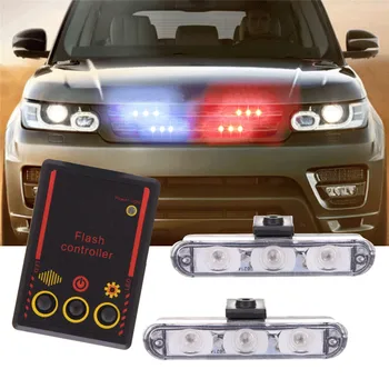 

2x3/Led Ambulance Police light DC 12V Car Light Flashing Firemen Lights Blue Strobe Warning light Car-Styling