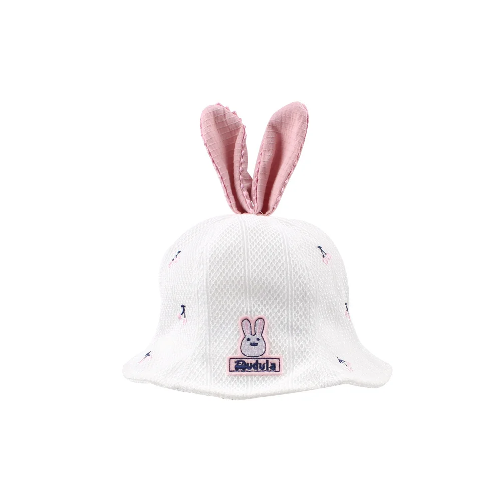 Cherry Cute Baby Hat For Girls Rabbit Ears Toddler Girls Hat White Pink Girls Bucket Hat Sun Cap Spring Autumn Girls Fisher Caps (10)