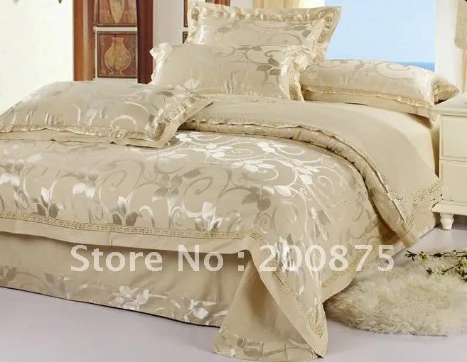 Free Shipping Gold tree Luxurious beautiful jacquard duvet covers set