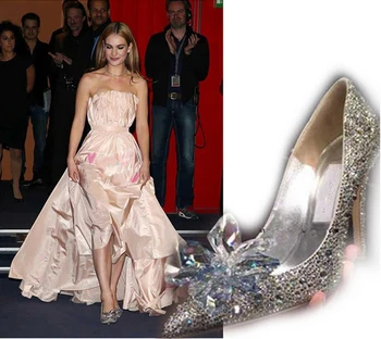 

Wedding Shoes Women Pumps Paillette Sexy Evening Rhinestone Pumps Cinderella Shoes High Heels Pointed Toe Woman Crystal