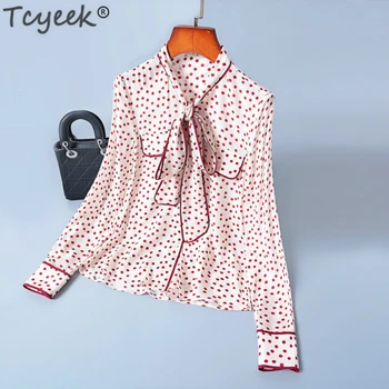 

Tcyeek Women Long Sleeve Shirts Print Polka Dot Blouse Korean Fashion Clothing Ladies Tops Spring Autumn Blusas 2020 LWL1630