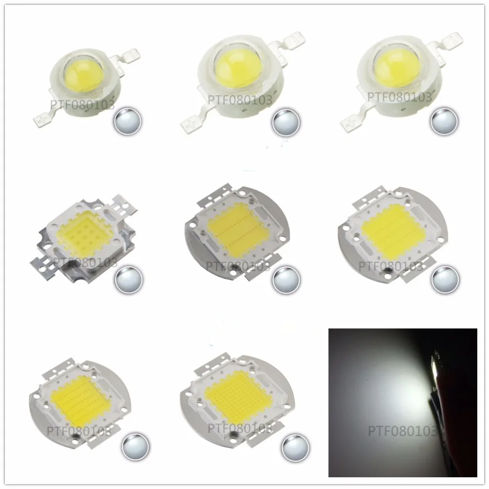 

1W 3W 5W 10W 20W 30W 50W 100W Power white LED Chip High Power LED Chip SMD 6000-6500K Beads Diode led chip white