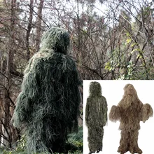 Горячая Регулируемый размер унисекс камуфляж костюмы лесной одежды Ghillie костюм для охоты армейский Военный Тактический снайперский набор
