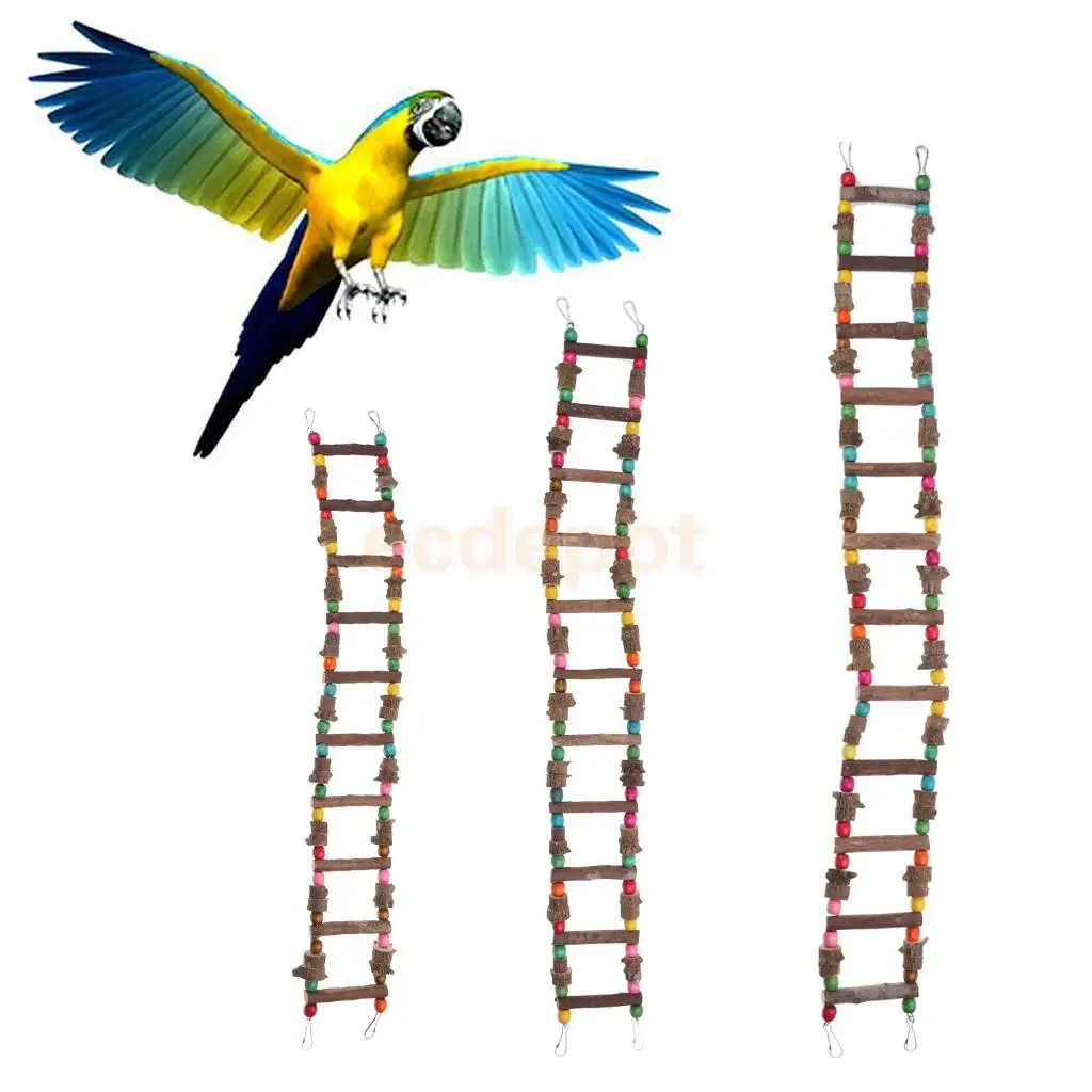 Bird Parrot Rat Hamster Chinchilla Toy, Wooden Ladder Bridge Swing Hanging Ladder Toy for Pet Trainning