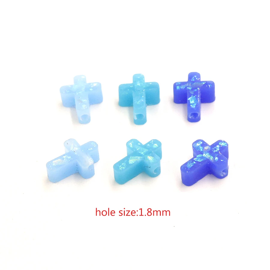 

Fnixtar 11.5* 8.7mm Cross Opal Charm 1.8mm Horizontal Vertical Hole Bead For Women DIY Necklace Bracelet Making 20Piece/lot