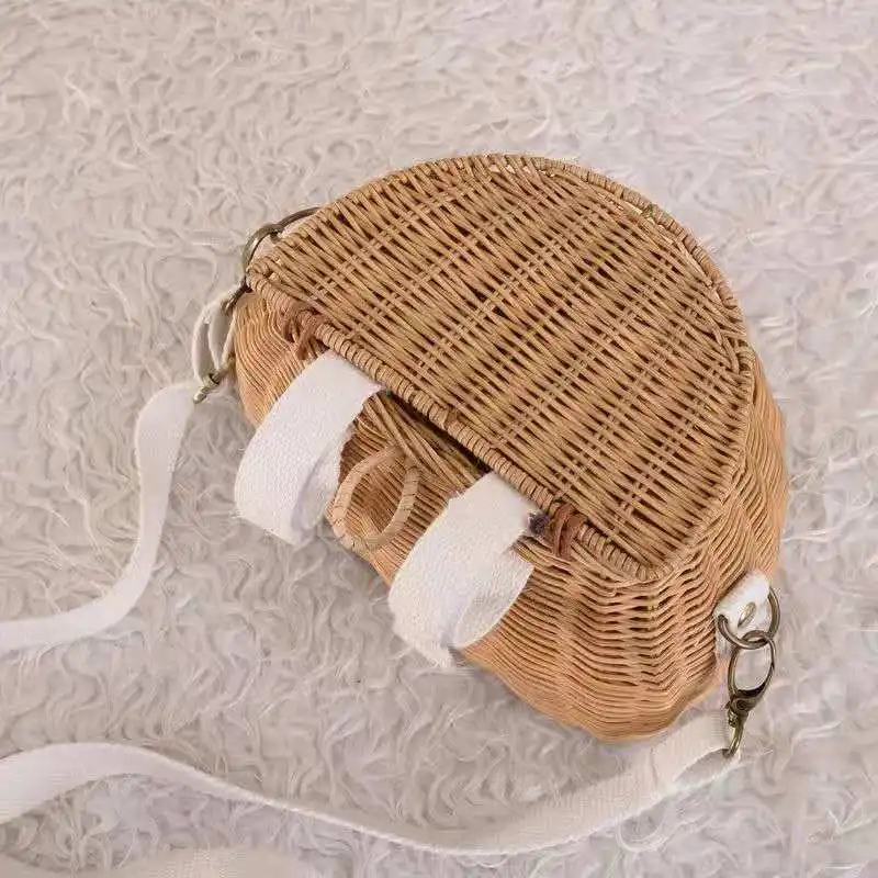 

Children Cute Basket Rattan Bag Multi-use Girls Summer Beach Bag Trunk Kids Mini Shoulder Bag Pac Causal Countryside picnic bag