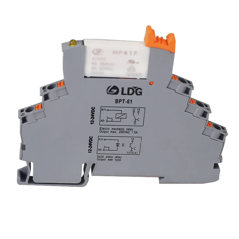 

BPT-61 HF41F 5-HST Plug-in Spring Industrial Relay 5V In 6A 250VAC/30VDC Out Ultra-thin Electronic Voltage Relay Module & Board