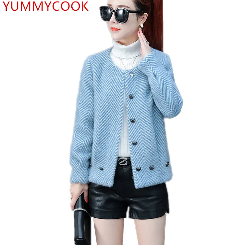 Yummycook на осень-зиму модная Имитация мягкая водяная короткий параграф Круглый воротник однобортное пальто Wild Для женщин одежда A493