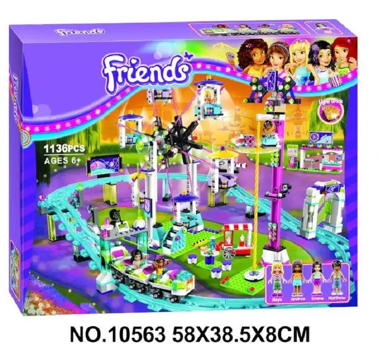 

10563 1136pcs Friends Series Amusement Park Roller Coaster Model Building Blocks Bricks Playgame Toys For Children 41130