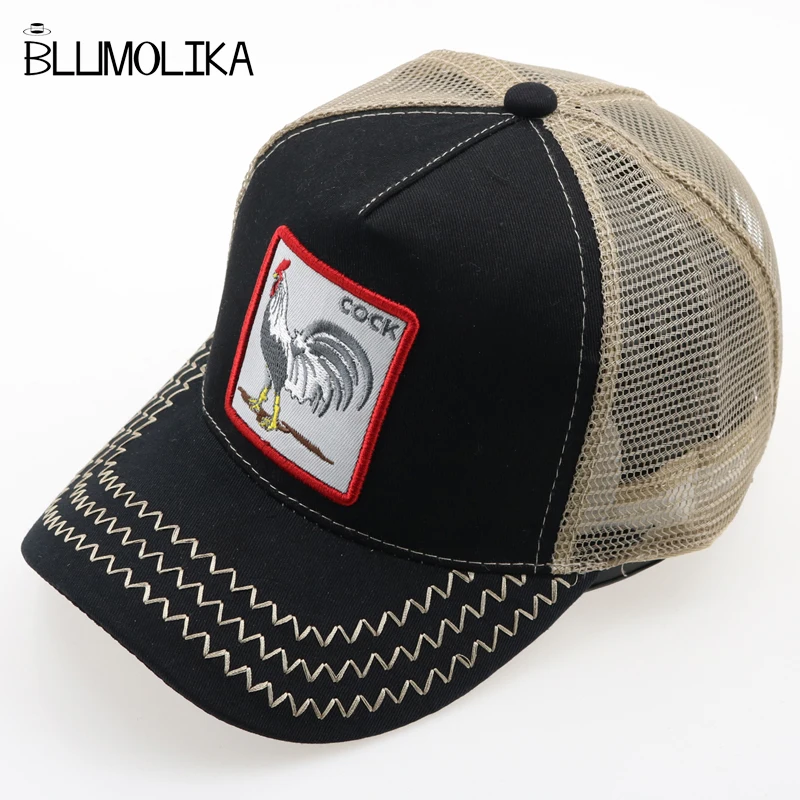 

2019 New Fashion Animals Embroidery Summer Baseball Caps Men Women Snapback Adjustable Breathable Mesh Sun Hats for Travelling