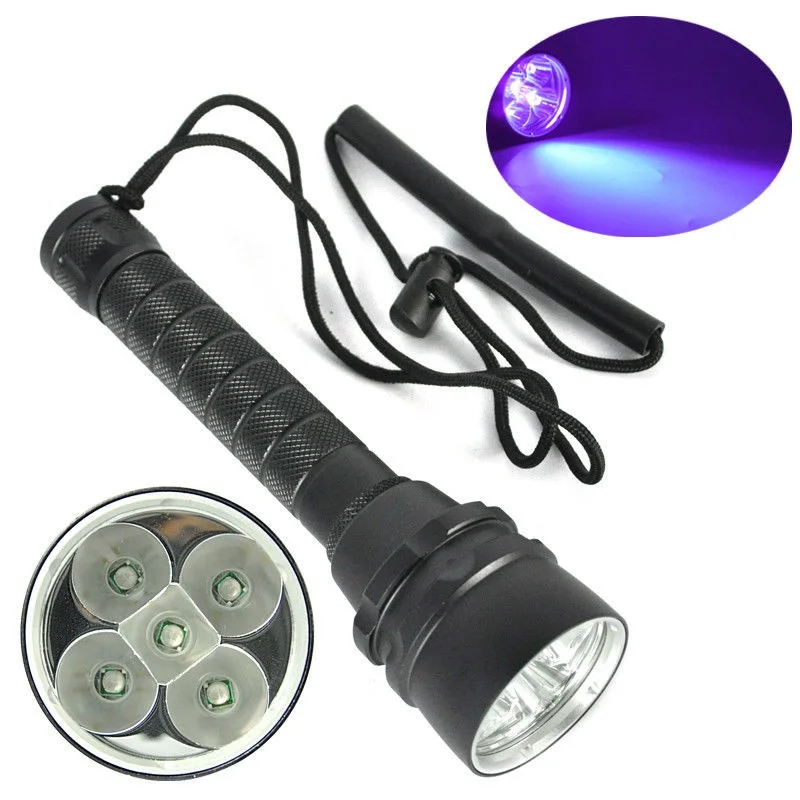 Diving light 390nm 25W 5 x 5050 UV LED Diving Scuba Flashlight
