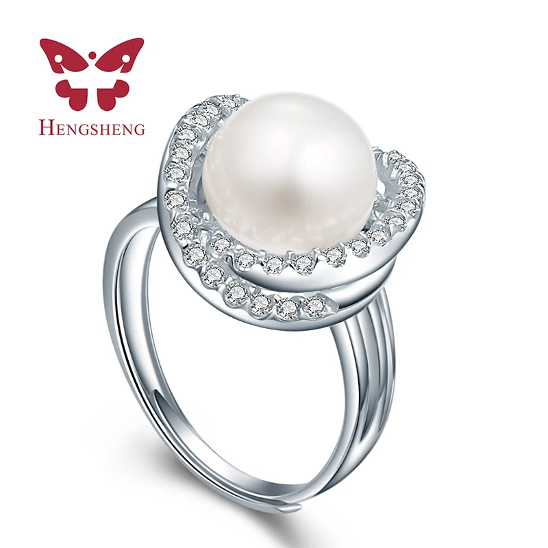 

HENGSHENG 90% off Fine Real Natural Freshwater Pearl Rings CZ Stone Rings for Women Rings, Pearl Ring 925 Silver Jewelry Bijoux