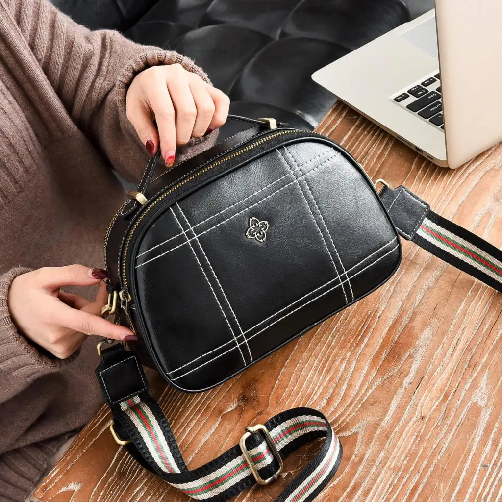 AOEO سيدة Crossbody حقائب للنساء حقيبة يد العلامة التجارية الفاخرة انقسام جلد 2019 شحن اثنين الكتف حزام حقيبة ساعي الإناث