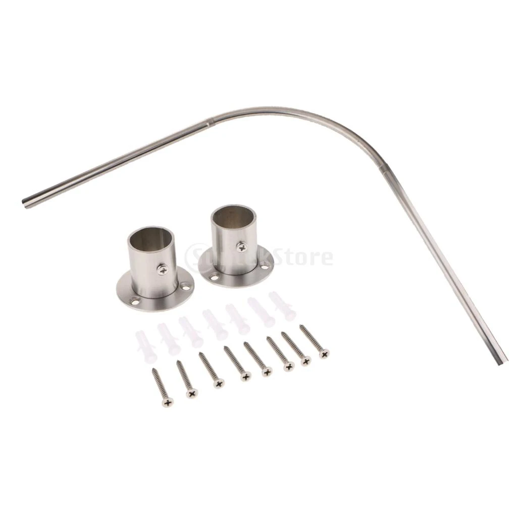 Shower Curtain Rail Rod - 140cm Adjustable Telescopic Curtain Rod Rail Bar Hardware Clips Track Slide Hanger