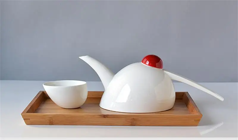 5 шт. набор, креативный дизайн, костяного фарфора чайник и чайная чашка набор, простой белый керамический чайный набор кунг-фу, китайский чайный сервиз