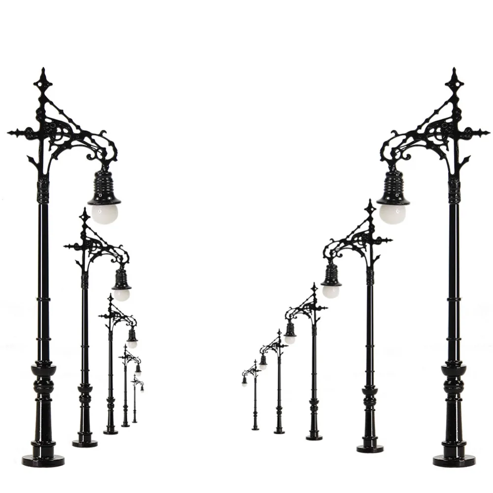 

5pcs N Scale Lamp Post Single Head 65mm 1:160 Street Lights Model Railway LEDs Miniature Warm White LQS70N