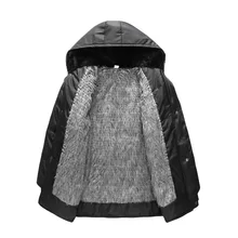 Men ‘s middle – aged and elderly down jacket wool thicker warm warm comfortable hooded business and leisure BLACK WZ342