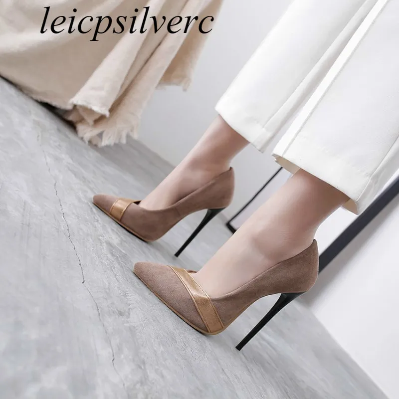 

Women's Pumps Super High Heels Shoes Pointed Toe Thin Heels Slip on 2019 Sexy New Fashion Party Wine Red Gray Big Size 34-48