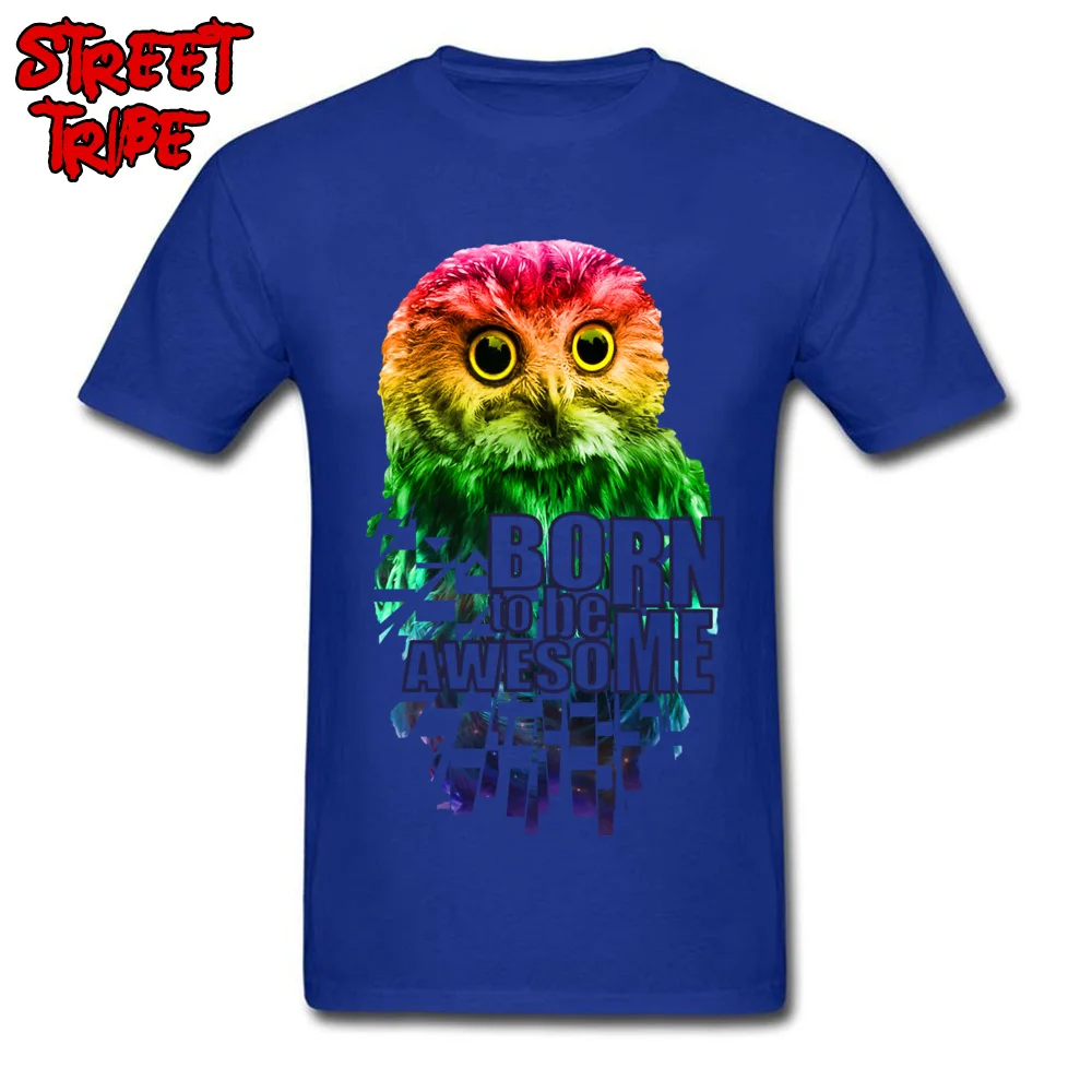  Men T Shirts awesome owl Normal Tops Shirts Pure Cotton Crew Neck Short Sleeve Classic T Shirt Summer Autumn Free Shipping awesome owl blue