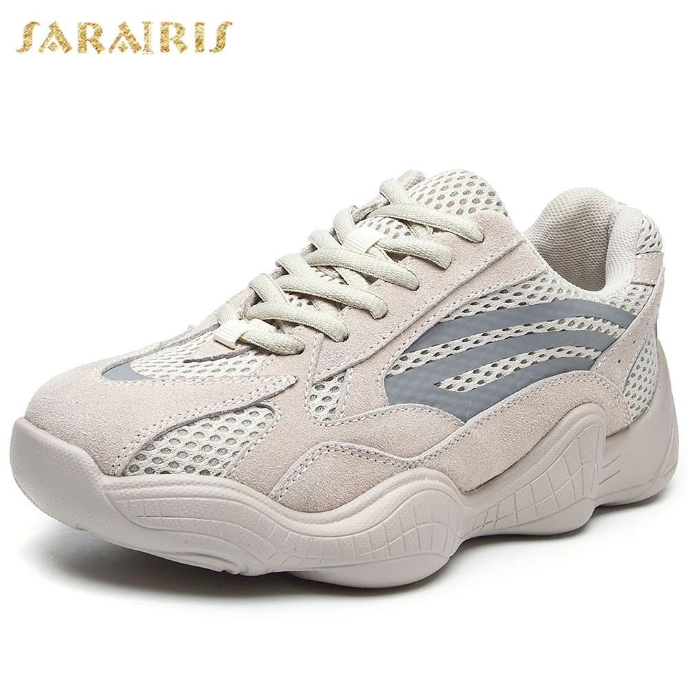 

SARAIRIS new fashion 2019 high quality flat platform casual marathon sneaker shoes woman lace up black woman shoes