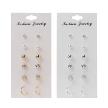 6 пар жемчужных фианитовых колец, серьги-кольца, набор для женщин