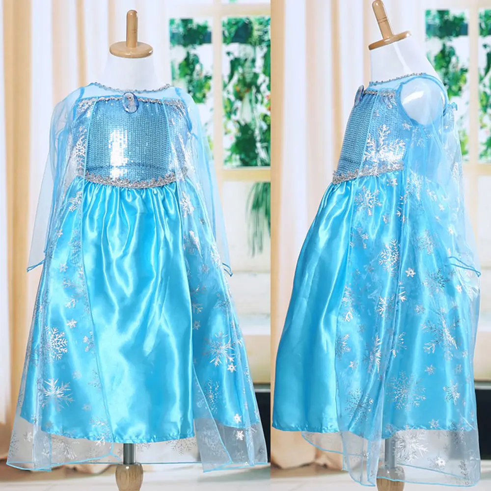 Blue Baby Girls Kids Queen Dress Up Gown Costume Dresses Size Enfant