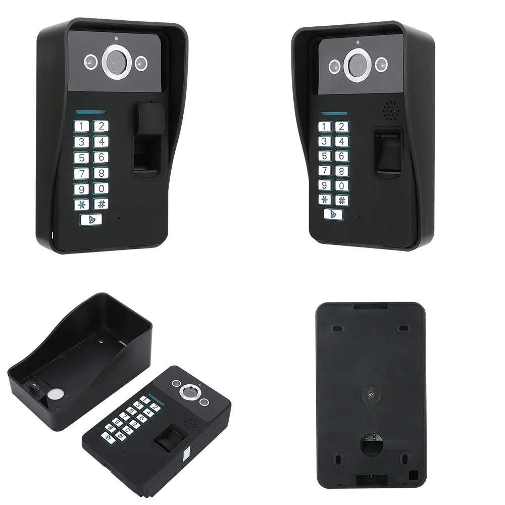 SmartYIBA " 2 черные мониторы проводной/беспроводной Wi-Fi видео телефон двери дверной звонок Домофон Система с отпечатком пальца 5 шт. RFID пароль
