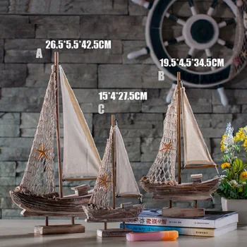 

American Style Retro Sailing Ship Model Handmade Wood Crafts Boat Livingroom Home Office Desktop TV Ark Nautical Decoration Gift