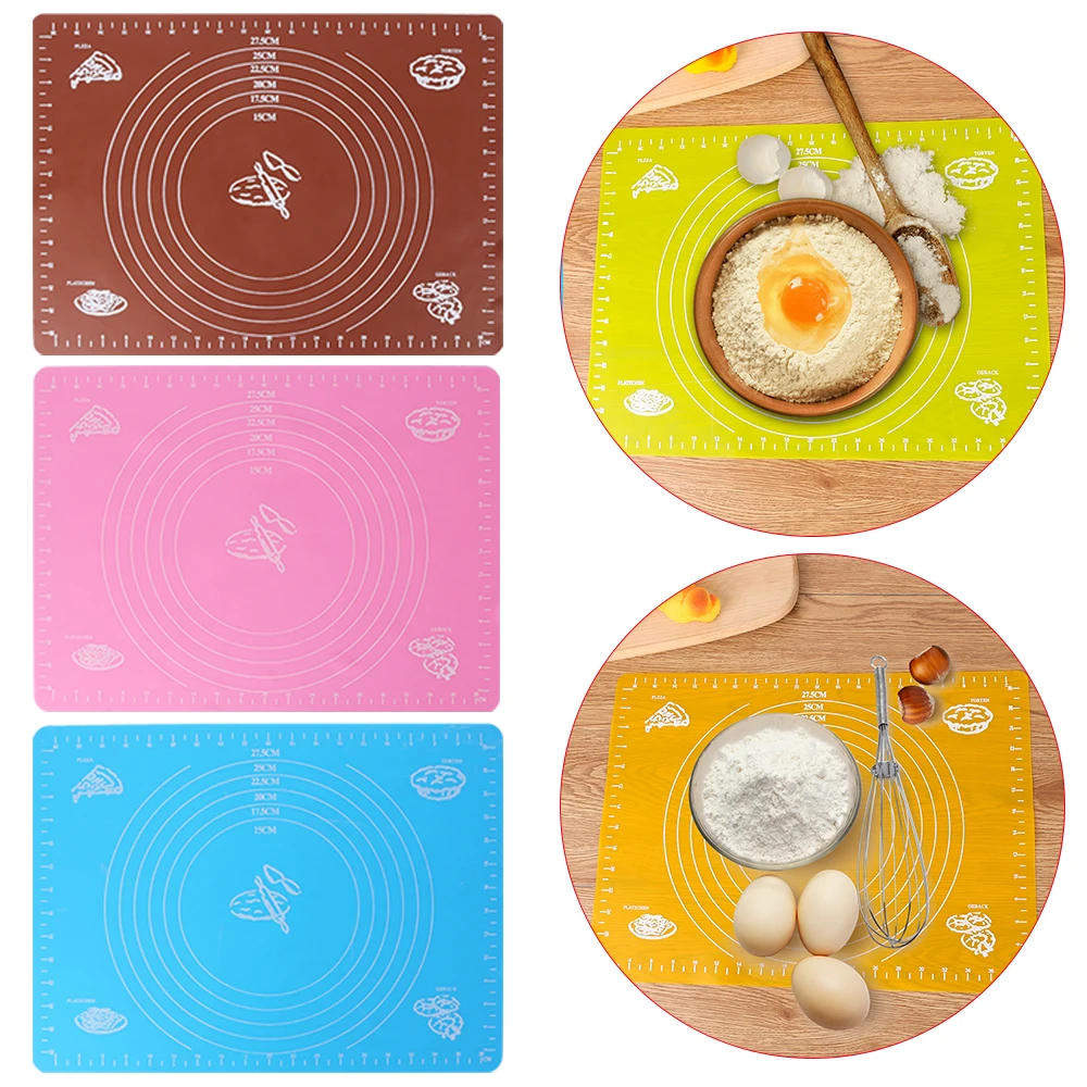 

1PC Silicone Bakeware Sheet Silicone Kneading Dough Liners Non Stick Baking Mat Rolling Dough Pad Pastry Pads