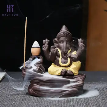 

Creative Smoke Backflow Incense Burner Aromatherapy Furnace Auspicious Holy Elephant Censer Home Decor