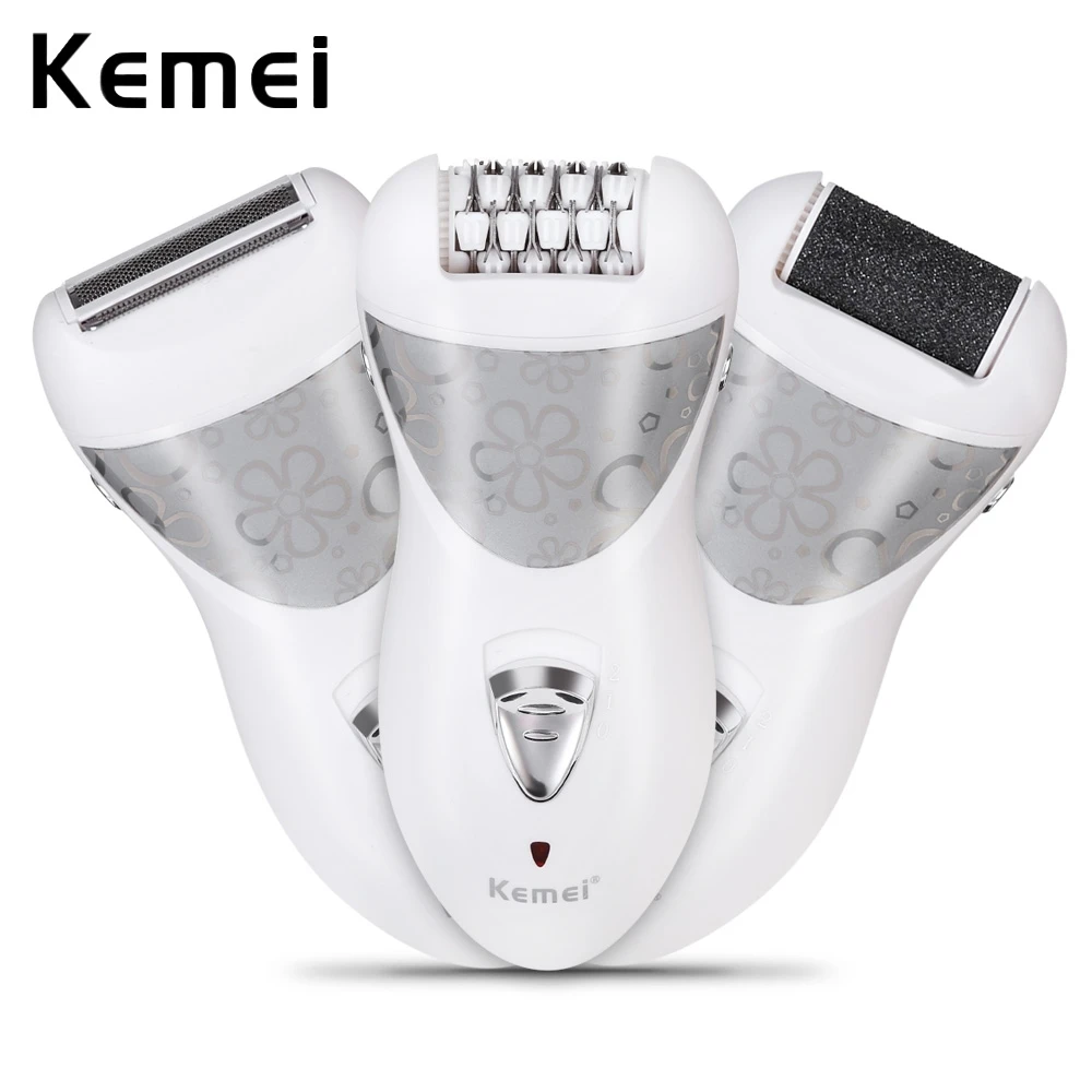 Kemei Epilator 3in1 Rechargeable Electric Epilator Cordless Hair