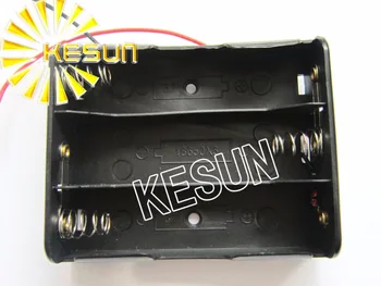 

FREE SHIPPING 5PCS x 3x 18650 11.1V Plastic Black Battery Storage Case Box Holder Socket With150mm Wire Leads