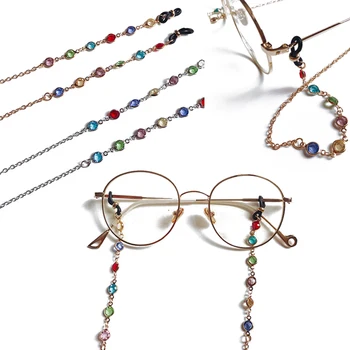 

75cm Crystal Beaded Long Metal Eyeglasses Rope Strap Neck Anti Slip Glasses Chain Lanyard Eyeglass Holder Glasses Accessories