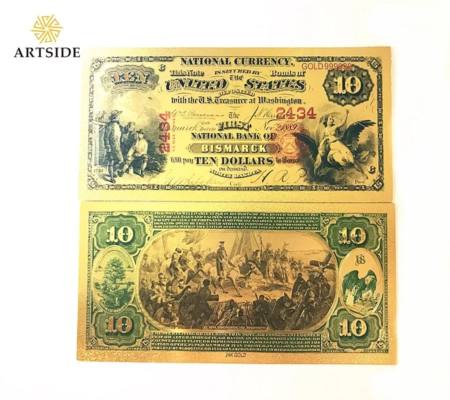 1875), 10 штук, 1:1$20 долларовые банкноты из золотой фольги USD Бумага банкноты денег ремесла