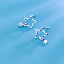 MloveAcc 925 пробы серебро пятиконечные звезды серьги для Для женщин крошечные выдалбливают звезда очарование серьги подарок для девочек